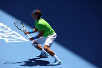 Rafael Nadal waving to fans during his farewell match in Malaga