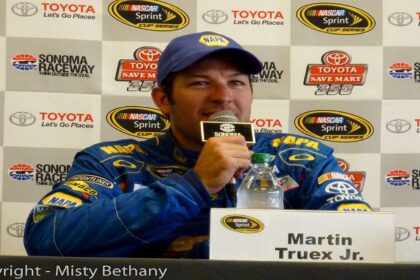 Martin Truex Jr. celebrating his NASCAR Cup Series Championship in 2017.