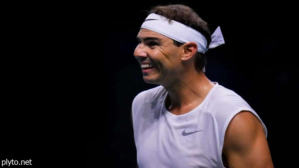 Tribute banner at the Palacio de Deportes in Malaga reading 'Gracias Rafa' in honor of Rafael Nadal's retirement.