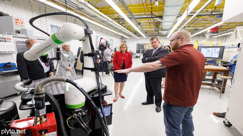 A robot performing precise tasks in a high-tech South Korean factory, showcasing automation in manufacturing.