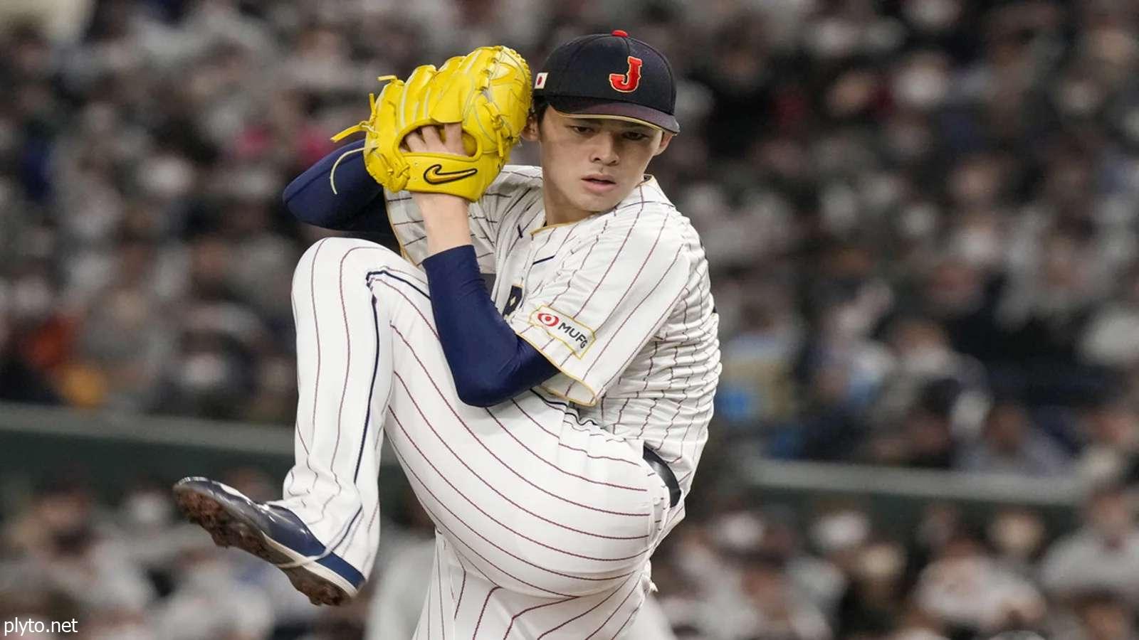 Roki Sasaki pitching during an NPB game, showcasing his powerful fastball and precision control.